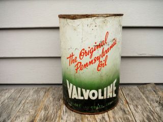 Vintage 5 Quart Valvoline Motor Oil Can Worlds Finest Neat Nr Man Cave