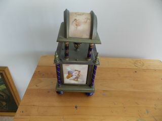 19th Century French Bronze And Painted Ceramic Tiles Clock Case