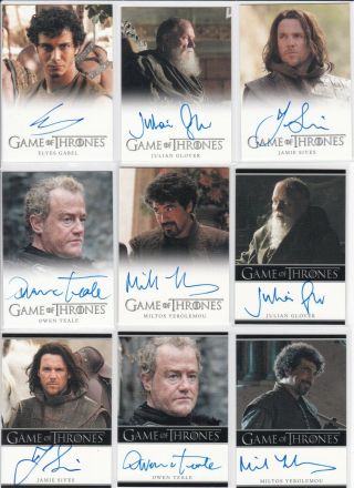 Game Of Thrones Season 1 Autographs X 9 Different