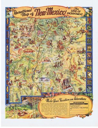 1946 Recreational Map Of Mexico Tourist Bureau Print Ad
