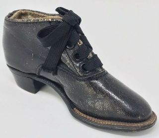 Antique Salesman’s Sample Black Shoe With Tie Laces
