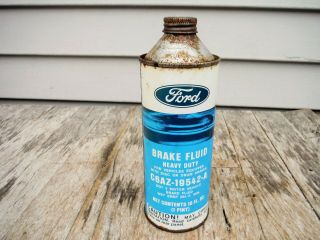 Vintage 1 Pint Ford Motor Co.  Heavy Duty Brake Fluid Can Oil Can Detroit Mich
