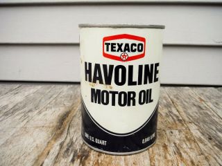 Vintage 1 Quart Texaco Havoline Motor Oil Can Metal Nr