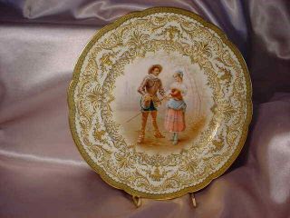 Antique 9 1/2 " Porcelain Plate With Cavalier & Maiden