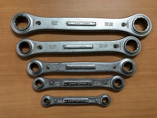 Vintage 5pc.  Craftsman Double Box End Ratcheting Wrench Set Usa.