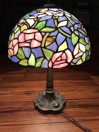 Vintage Tiffany Style Stained Glass Lamp Shade Multi Color 12 