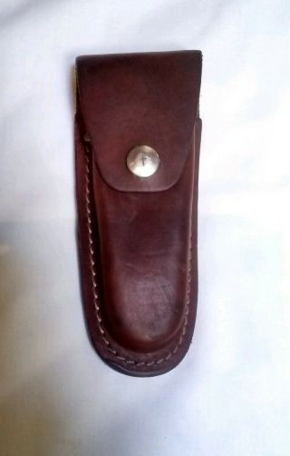 Vintage Brown Leather Knife Case W/snap Enclosure 6 3/4 "