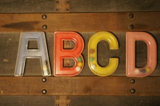 Vintage Knickerbocker Plastics Co.  Alphabet Baby Rattles