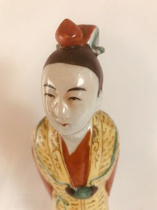 Antique Chinese Enameled Porcelain Statue of Standing Figure Scholar 2