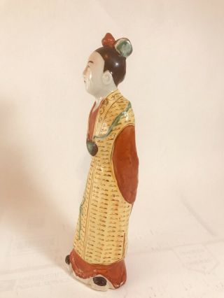 Antique Chinese Enameled Porcelain Statue of Standing Figure Scholar 3