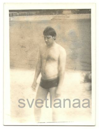 1960s Beach Sea Young Man Shirtless Brooding Guy Male Nude Soviet Vintage Photo
