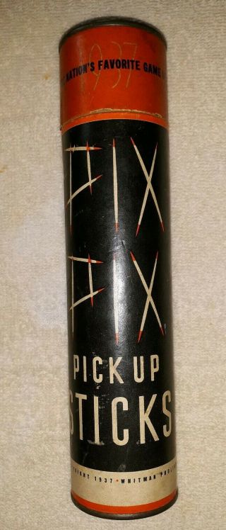 Vintage 1937 Whitman Pix Pix Pick Up Sticks Game With Instructions & 42 Sticks