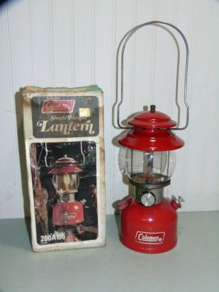 Vintage 1978 Coleman 200a 195 Lantern W/orig Box Single Mantle Red 200a195