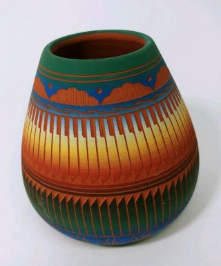 Navajo Native American Indian Art Pottery Bowl Em Dine 2016