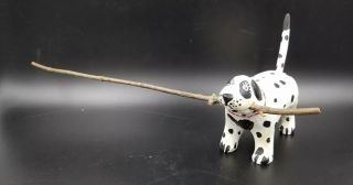 Folk Art Hand Carved Dalmation Dog W/ Stick In Mouth By Bruce W Murphy 1987 19