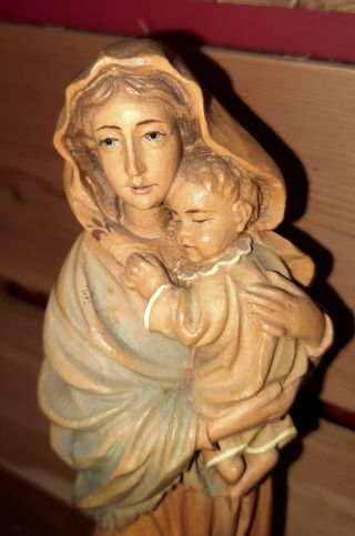Vintage Anri Madonna Mary And Child Jesus Wood Figure 8 " Nativity