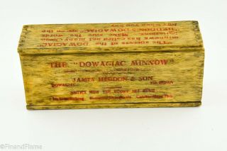 Vintage Heddon Wood Box For Gold Underwater Minnow Antique Fishing Lure Eh1