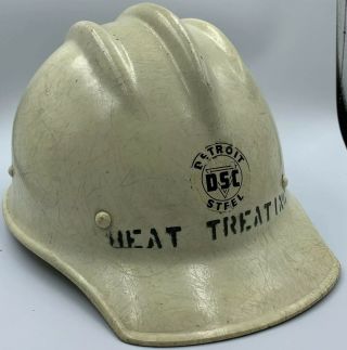 Vtg Bullard 502 Fiberglass Hard Hat W/ Liner White Hard Boiled Detroit Steel