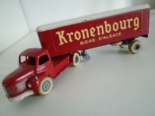 Vintage Miniature Jrd Kronenbourg Berliet Tracteur & Fruehauf Box Trailer 1960s