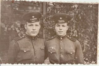 1957 Soviet Army Men In Military Uniform Officer Soldier Russian Vintage Photo