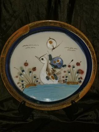 Ken Edwards El Palomar Tonala Mexican Pottery Swan Luncheon /wall Plate 9 3/4 "