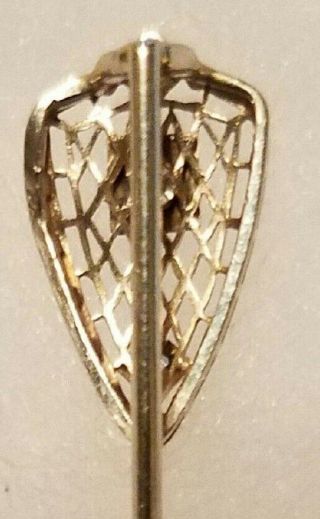 Vintage 14K White Gold Art Deco Diamond and Sapphire Stick Pin 3