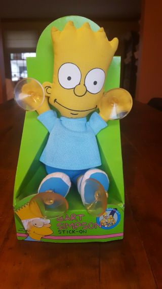 Vintage 1990 Bart Simpson Stick - On Car Window Suction Doll The Simpsons Dandee