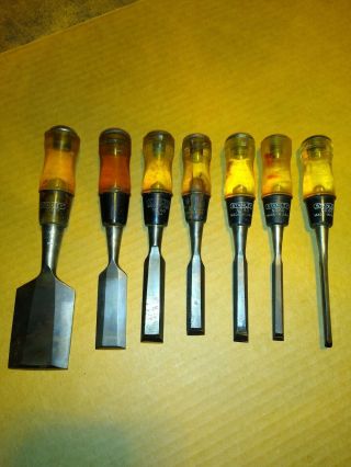 Vintage Stanley No.  60 Butt Chisel 7pc Set,  1/4 " Up To 2 " - Made In Usa