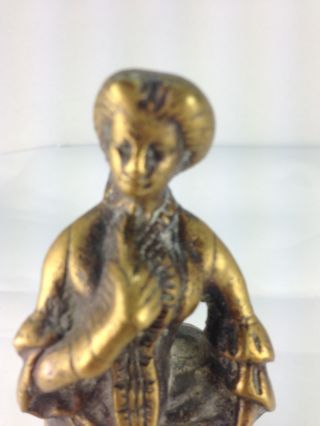 Antique English Rare Heavy Brass Victorian Lady Bell 2