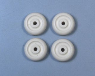 4 White Rubber Tires 1/2 " - Tootsietoy Barclay Slush Cast Toy Car Truck Airplane