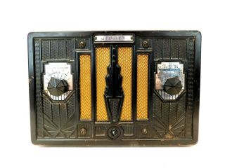 Vintage 30s Ornate Crosley Art Deco Old Depression Era Antique Metal Tube Radio