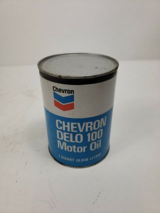 Vintage Chevron Delo 100 Motor Oil 1 Qt.  Oil Can Full