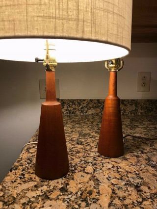 Vintage Mid Century Modern,  Mcm,  Danish Teak Bottle Table Lamps
