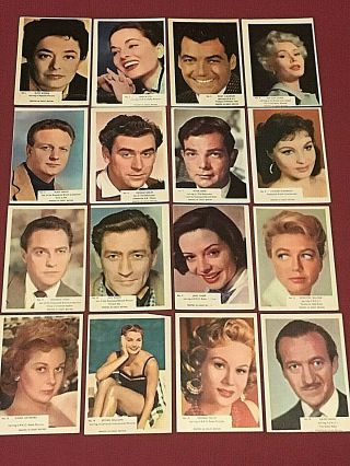 Kane Film Stars 1955 Trading Card Set All 72