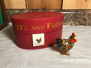 2005 Fitz And Floyd Glass Menagerie Standing Hen Figurine W/box