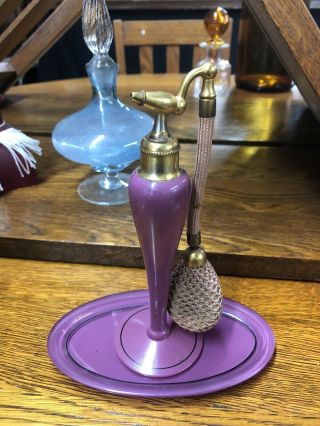 Devilbiss Durand Purple Glass Perfume Atomizer Vintage Art Deco