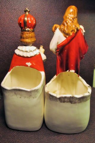 Vtg Jesus Christ Planter Vase Figurines The Shepherd / Infant of Prague Statues 3