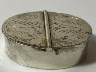 Vintage Hallmarked Sterling Silver Double Compartment Pill/snuff Box 15.  4g