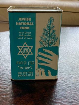 Jewish National Fund Tin Blue Box Us Donation Israel Charity Ny,  Rare Vintage