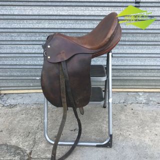 Vintage 17 " Bates & Sons Perth 420 Brown Leather Dressage Horse Riding Saddle