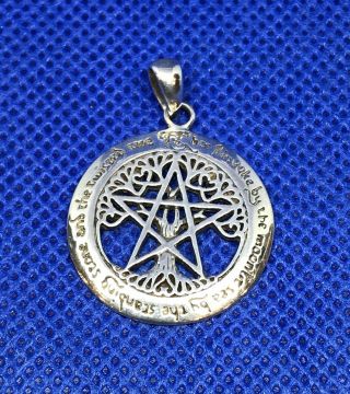 Cut - Out Tree Pentacle Sterling Silver.  925 Pendant By Paul Borda Dryad Design