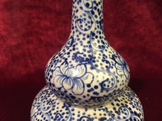 Antique Chinese Porcelain Double Gourd Vase 19th Century Blue And White 1 Of 2 3