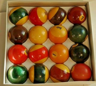 Vintage Aramith Premier Pool Ball 2 - 1/4” Complete Set Made In Belgium Billiard