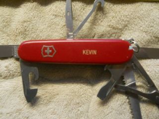 Victorinox Huntsman Swiss Army Knife In Red - Kevin,  With Hook,  No Pin