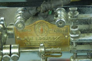 Vintage Vibroxplex Telegraph Sounder Key Bug Chrome 161132 & Box RR 2