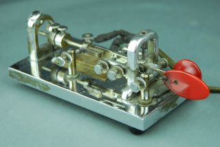 Vintage Vibroxplex Telegraph Sounder Key Bug Chrome 161132 & Box RR 3