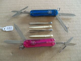2x - Victorinox Swiss Army Knife Classic Sd - Translucent Blue Pink - Very Good