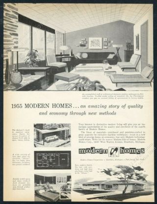 1955 Mid Century Modern House Art Modern Homes Vintage Print Ad