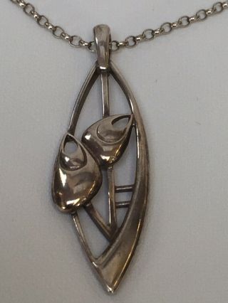Vintage Sterling Silver Signed Ola Gorie Rennie Macintosh Style Pendant/necklace
