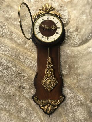 Unusual Rare Vintage Antique 8 Day Germany Striking Wall Clock With Pendulum
